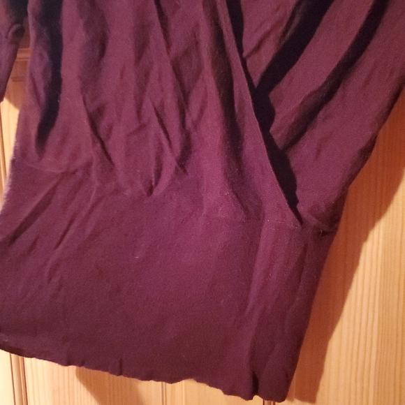 Purple Medium Gray LOFT Faux Wrap Sweater with Ruched Sleeves - Picture 3 of 5